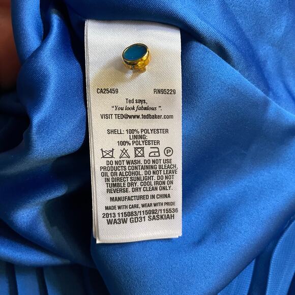 Ted Baker Dress Saskiah Blue Lace Pleated Embroidered Sleeveless Sz 4 US 10 - Picture 6 of 9